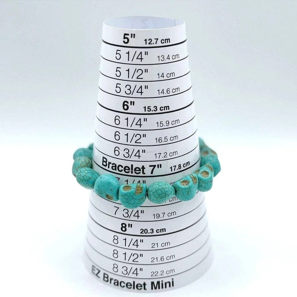 Vintage Turquoise Howlite‎ Skull Stretch Bracelet Halloween Gothic 7.5 Y2K 90s